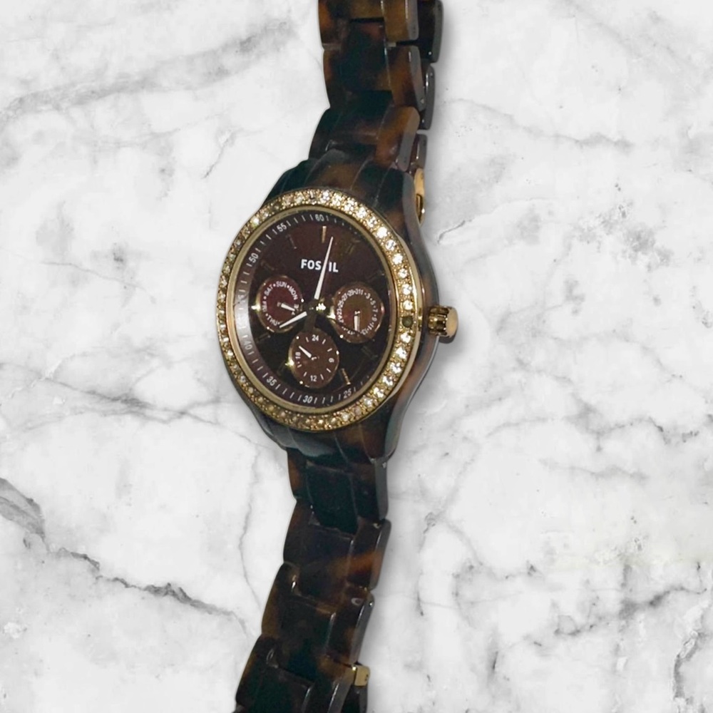 Fossil Multifunction Tortoiseshell Watch Gold-Ton… - image 5